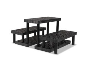 side view of plastic Three Step Heavy Duty Pyramid Display 36x51x24
