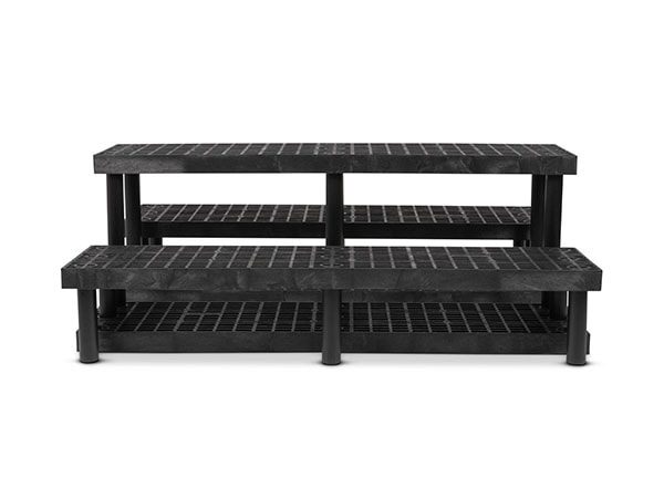 front view of plastic Three Step Heavy Duty Pyramid Display 66x51x24