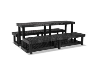 side view of plastic Three Step Heavy Duty Pyramid Display 66x51x24