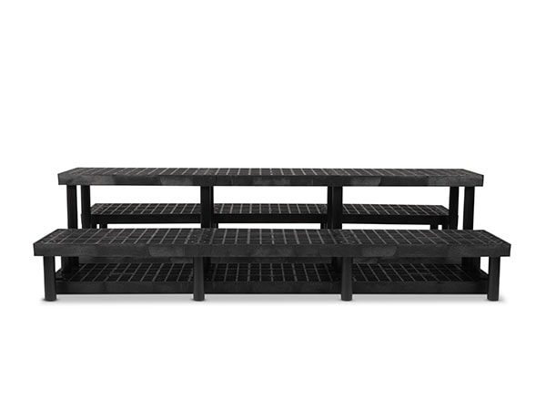 front view of plastic Three Step Heavy Duty Pyramid Display 96x51x24