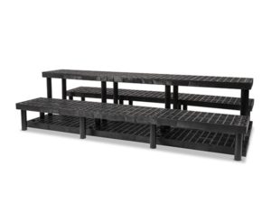 side view of plastic Three Step Heavy Duty Pyramid Display 96x51x24