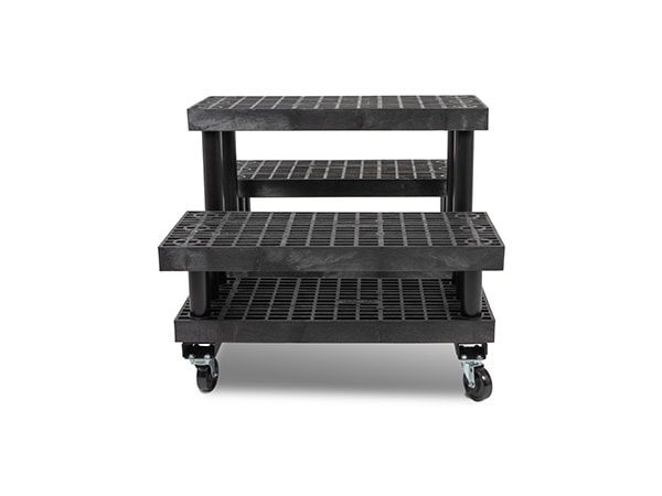 front view of plastic 36-inch Three Step Pyramid Cart