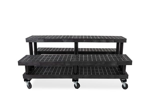 front view of plastic 66-inch Three Step Pyramid Cart
