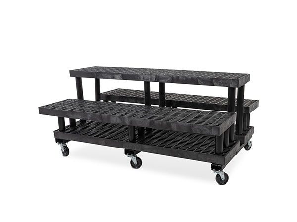 side view of plastic 66-inch Three Step Pyramid Cart
