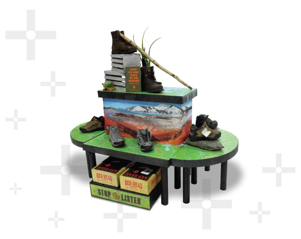 various plastic displays creating one shape