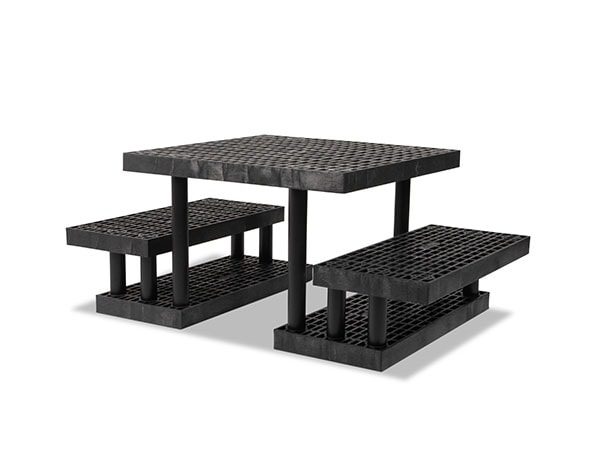 side view of plastic Three Step Wide Pyramid Display 36x59x24