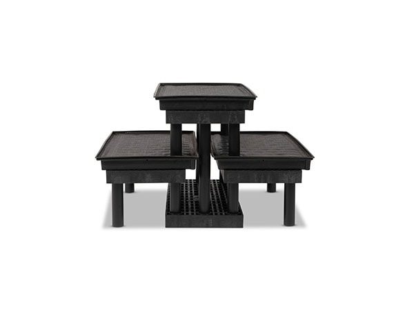 front view of plastic Three Step WaterBed™ Pyramid Display 36x51x24