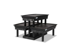 side view of plastic Three Step WaterBed™ Pyramid Display 36x51x24