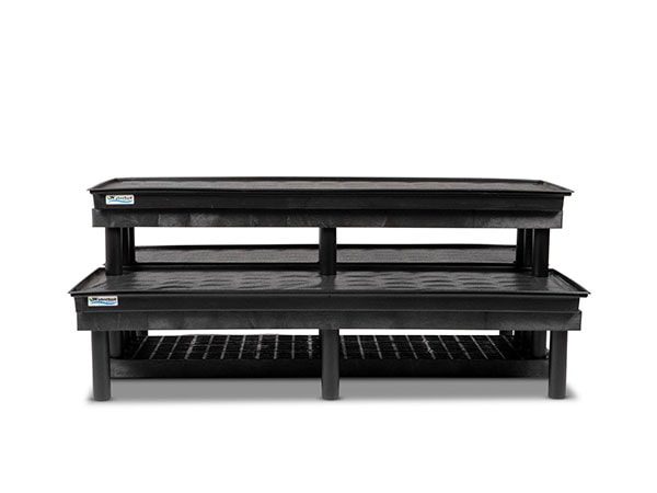 front view of plastic Three Step WaterBed™ Pyramid Display 66x51x24