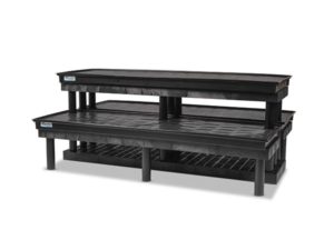 side view of plastic Three Step WaterBed™ Pyramid Display 66x51x24