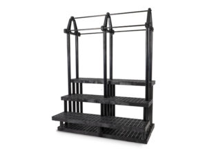 Side view of 66 inch three step single sided plant hanger.
