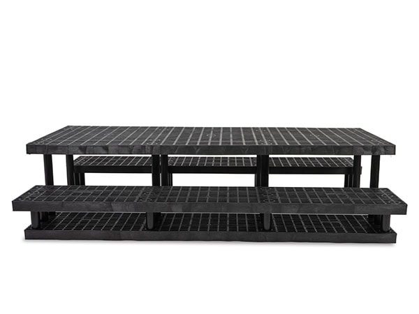 front view of plastic 96-inch Three Step Wide Pyramid