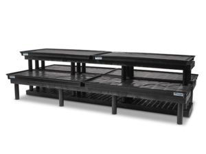 side view of plastic Three Step WaterBed™ Pyramid Display 96x51x24