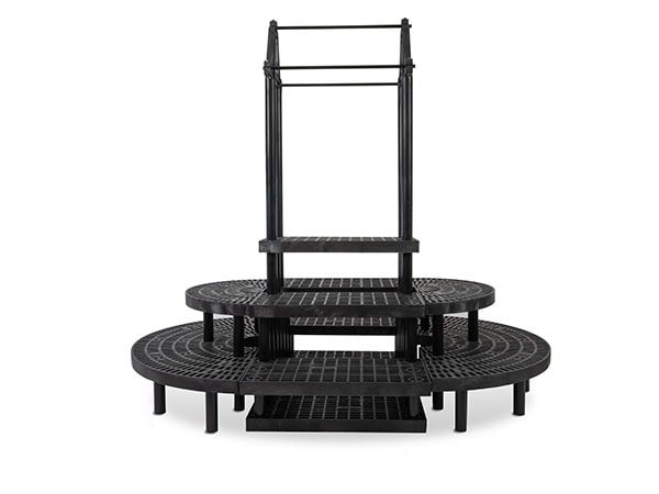 front view of plastic Five Step Plant Hanger Pyramid Half Round Endcaps